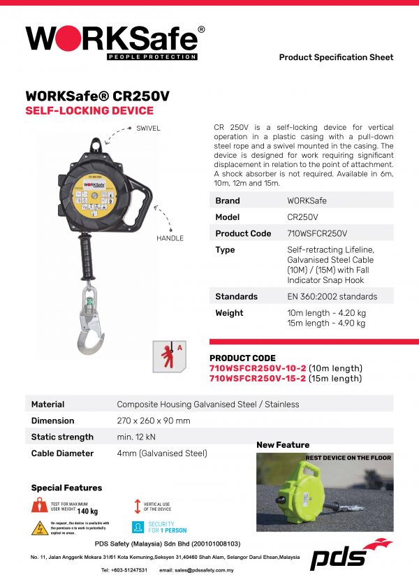WORKSafe® CR250V Self-Locking Device - Product Description