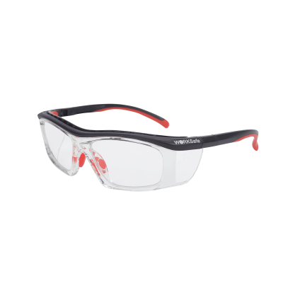 WORKSAFE E3055-C6 STEDA II, MATT BLACK FRAME WITH CLEAR HOLDER, RED TIP NOSEPAD, CLEAR HC LENS