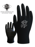 13G POLYESTER FIBER WITH POLYURETHANE PALM-COATED GLOVES (BLACK), (1PR/PCK, 12PRS/BAG, 72PRS/CTN)