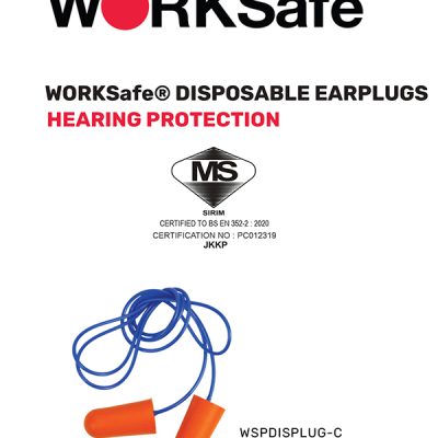 WORKSAFE DISPOSABLE CORDED EARPLUGS WITH HIGH SNR 37DB PROTECTION