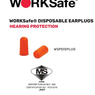 WORKSAFE DISPOSABLE UNCORDED EARPLUGS WITH COMFORTABLE PU FOAM, SNR 37DB